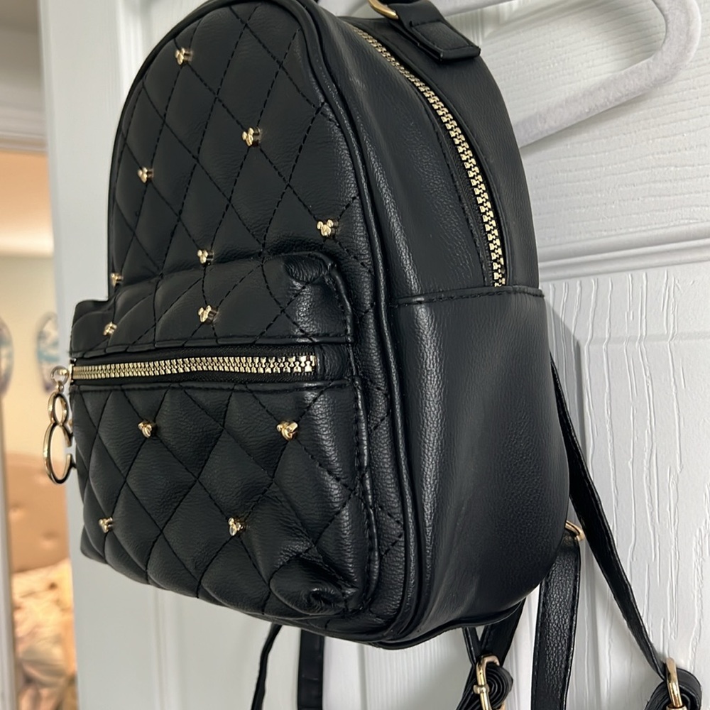 Disney Black Quilted Mini Backpack with Gold Accents - Picture 5 of 7